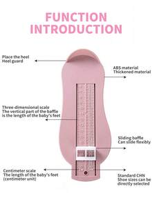 1 Dispositivo duradero para medir los pies de bebé, regla de plástico para medir los pies, adecuado para bebés, niños y niños pequeños de 0 a 8 años para medir sus pies, y herramienta necesaria para comprar zapatos según la talla. - Rosa - Ver 3