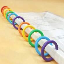 50 piezas de anillos sueltos de plástico de colores surtidos para carpetas de anillas, anillos para tarjetas, útiles escolares y herramientas de lectura, de vuelta al colegio - Multicolor - Ver 7