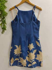 Plain  Dress With Fake - Blue - View 2