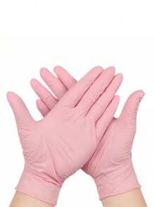 Pink, Disposable Nitrile Gloves, Powder-Free Latex-Free Gloves, Durable Household Cleaning Gloves, Waterproof Gloves, Suitable For Kitchen, Hair Dyeing, Beauty Salon, Waterproof, Anti-Static, Durable, Black, White, Pink, Blue, Green, Transparent, Purple Disposable Gloves Optional (Without Box)
