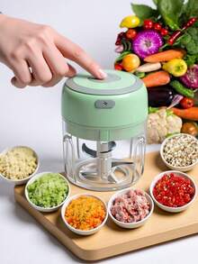 1 Pcs Electric Garlic Chopper, Electric Mini Garlic Chopper 250ml Vegetable Chopper, Food Chopper, USB Cord Garlic Chopper, Onion Chopper, Portable Small Food Processor For Garlic, Ginger, Chili, Vegetables, Garlic Chopper, Mini Portable Veggie Chopper, Garlic Grinder Masher Onion Chopper, Blender To Vegetable, Wireless Food Processor For Ginger - màu xanh lá - Xem 2