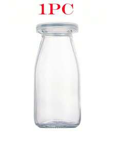4/2/1pc /6.76OZ Glass Milk Bottle With Lid - Retro Milkshake Container, Reusable Small Milk Jar, Mini Party Bottle, Clear Glass Juice Bottle, Suitable For Party, Wedding, Picnic, Refillable, Travel Accessory (200ml) - Clear - View 9
