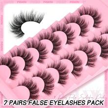 False Eyelashes Clear Band Cat Eye Lashes Natural Look 15MM Fake Eyelashes Pack Lashes, 7 Pairs - Manga|8-15MM - View 5