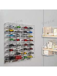 1PC, Acrylic Display Cabinet, 8-Slot Display Cabinet, Small Toy Car Storage Box, Office Parking Storage Box, Used For Home Decoration - Multicolor - View 1