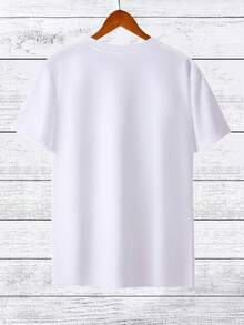Camiseta blanca de cuello redondo con patrón - Negro - Ver 2