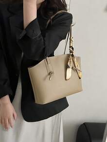 全新奢华图案百搭女士单肩托特包 - 卡其色 - 查看 2