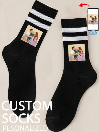1 par de calcetines personalizados de tripulación, calcetines con foto personalizada, calcetines de pareja, calcetines con foto personalizada, calcetines con impresión personalizada, calcetines divertidos con cara personalizada, calcetines con imagen personalizada, pon cualquier cara en los calcetines, regalo de aniversario, regalo de San Valentín, regalo de cumpleaños, regalo de boda, regalo del Día de la Madre, regalo del Día del Padre, regalo para el mejor amigo, regalo para mamá/papá, regalo para novia/novio, calcetines de otoño