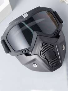 1pc Vintage Motorcycle Helmet Windshield Dustproof Goggles Mask Shield For Riding Or Off-Roading Glasses - Black - View 9