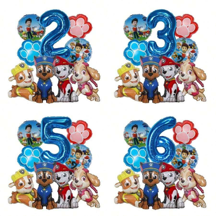 Paw Patrol 9 Pcs Cartoon Paw Patrol Foil Balloon Digital Number Supplies Rescue Dog Birthday Party Decoration Gift ,Paw Patrol Digital Balloon Is Suitable For Birthday Decoration