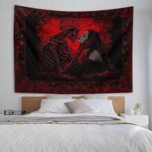 1 件浪漫风格骷髅与美女哥特式骷髅爱情主题挂毯房间家居装饰卧室壁挂布