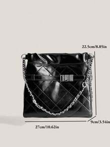 Bolso de hombro y cruzado de diseño de nicho con cadena de rombos estilo francés, bolso de cubo versátil y de moda para ir al trabajo, bolso de hombro y axila de estilo japonés