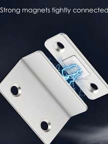 2pcs Powerful Magnetic Cabinet Locks - Invisible Strong Magnetic Attachment, No Drilling Installation, Easy Open - Suitable For Cabinets, Wardrobes, Sliding Doors - Home Decor Hardware, Convenient Installation, Compact & Efficient Design - 2pcs/Set, Silver - Multicolor - View 5