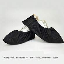 100 件一次性无纺布鞋套，防滑防尘鞋套和靴套，适用于家庭室内/室外、工作场所、办公室、学校