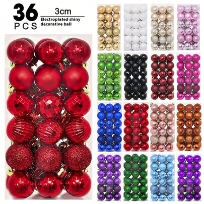 Holiday Decorations Electroplated Ball Decorative Pendants Christmas Decorations Electroplated Balls Christmas Tree Pendants Decorative Balls Hanging Balls 3cm-36pcs Christmas Balls Home Decor Room Decor Winter Christmas Decorations Home Christmas Gifts Christmas Decor