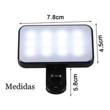 Luz de relleno LED para teléfono portátil de 3 modos de iluminación, Mini luz de relleno recargable con clip para selfie - Negro - Ver 11