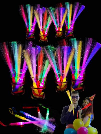 12 Palos de fibra óptica de colores con 3 modos de iluminación diferentes - Palos de fibra óptica iluminados, Varillas LED intermitentes, Palos de luz de fibra óptica para fiestas nocturnas, accesorios nocturnos para fiestas de solteros, accesorios para fiestas para hombres y mujeres, decoraciones de Año Nuevo, Feliz Año Nuevo, regalos de Año Nuevo, suministros para fiestas de boda, regalos para fiestas de San Valentín, regalos para fiestas de San Patricio, regalos de cumpleaños