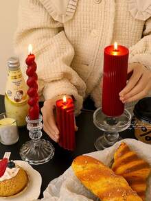 Christmas Aromatherapy Candle Center Decoration, Multiple Home Decoration Candles, Red Christmas Slender Candles, Suitable For Christmas Gift Decoration, Women's Gifts, Close Friend Gifts, Winter Gifts