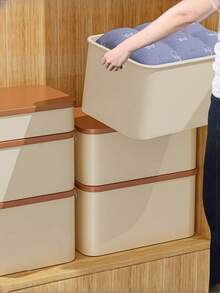 1件桌面收纳盒，杂物，玩具，零食，带盖储物篮，大容量整理盒，塑料长方形收纳盒，用于桌面整理，小物品收纳盒 - 彩色 - 查看 5