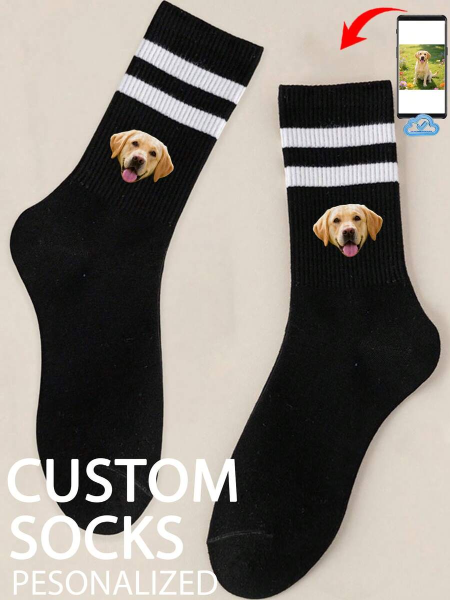1 Pair Of Customized Crew Socks, Custom Face Socks, Couple Socks, Custom Photo Sock, Custom Printed Socks, Personalized Funny Face Socks, Custom Picture Socks, Put Any Face On The Socks, Anniversary Gift, Valentine Gift, Birthday Gift, Wedding Gift, Mother's Day Gift, Father's Day Gift, Best Friend Gift, Gift For Mom/Dad, Gift For Girlfriend/Boyfriend,, Fall Socks