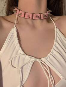 1 Peça Vintage Doce Legal Colar Gargantilha Choker de Rebite Hip Hop Harajuku Gothic Club Preto Colar de Couro PU Torques Jóias, Halloween