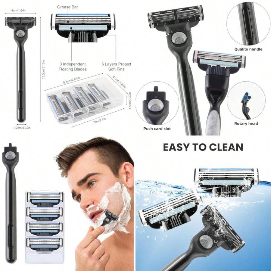 Razor Blades Set Of 4 For Razor Replacement Men's Razor Blades Manual ...