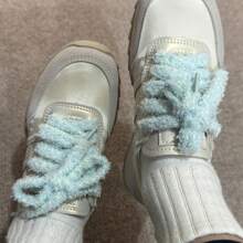 1 Pair Of Fluffy Cute INS Style Wide Lace Casual Shoe Accessory Rope For Women Shoes, Men Sneakers, Winter Shoes
