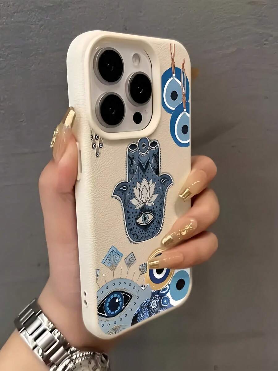 1 chiếc ốp lưng điện thoại TPU mờ chống rơi hình bàn tay và con mắt, tương thích với iPhone 16 15 14 13 12 11 17 Pro Max, phiên bản quốc tế, không phải phiên bản nội địa. - Nhiều màu - Xem 1