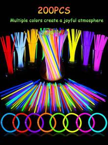 200pcs Vibrant Neon Glow Sticks - Assorted Colors (Yellow, Orange, Pink, Purple, Green, Blue, Red, Pink), Perfect For DIY Necklaces & Bracelets, Ideal Party Favors For Birthdays, Weddings, Halloween & More, No Electrical Connection Needed, Glow In The Dark Supplies - Color-cylinder Pack 15PCS Trial Pack - View 1