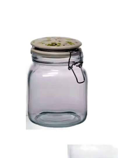 Pote de Vidro Tampa Hemética em Cerâmica 780 ml - Casambiente