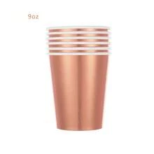 100 pezzi Bicchieri di carta color oro rosa, bicchieri di carta monouso multifunzione per bevande, succhi, latte, adatti per matrimoni, compleanni, festa di nascità, adatti per vari temi di feste, picnic, campeggio, uso domestico in cucina, stoviglie da ristorante e posate monouso per feste. - oro rosa - Visualizzare 3