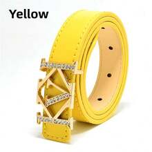 1 件时尚水钻装饰多色亮面皮带，适合女性秋季、秋季、万圣节的多功能装饰 - A - 查看 16