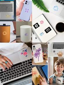 630 件 16 件临时纹身模板可重复使用贴纸闪光纹身模板半永久纹身脸部彩绘人体艺术模板成人音乐节 - 黑與白 - 查看 7