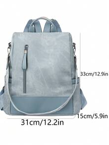 Women's High-End Anti-Theft Backpack; Latest Women's Personalized Casual Soft Leather Backpack; Large Capacity Expandable Multi-Function Travel Backpack; Multi-Purpose Bookbag - Baby Blue - View 5