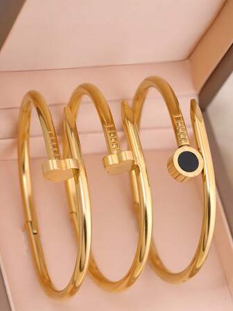 3 件/1 件奢华高端不锈钢四叶草手链女士欧美个性钛钢腕饰适合日常佩戴和送礼