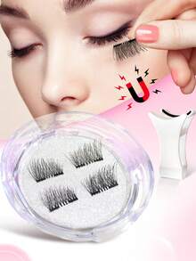 Waloshow 磁性假睫毛套装 - 自然逼真，磁性设计，无需胶水或眼线，轻巧可重复使用，配有镊子，方便佩戴