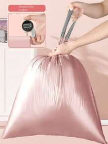 100个粉色抽绳垃圾袋，4加仑容量，适用于厨房、浴室、卧室、家庭和办公室（粉色） - 粉色 - 查看 5