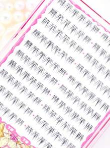 120 片自然簇状假睫毛，无胶日常佩戴，淡妆，公主卡通风格，分段式松垮三步逼真睫毛（随机底部卡片）睫毛簇，睫毛簇，单根睫毛，睫毛，假睫毛