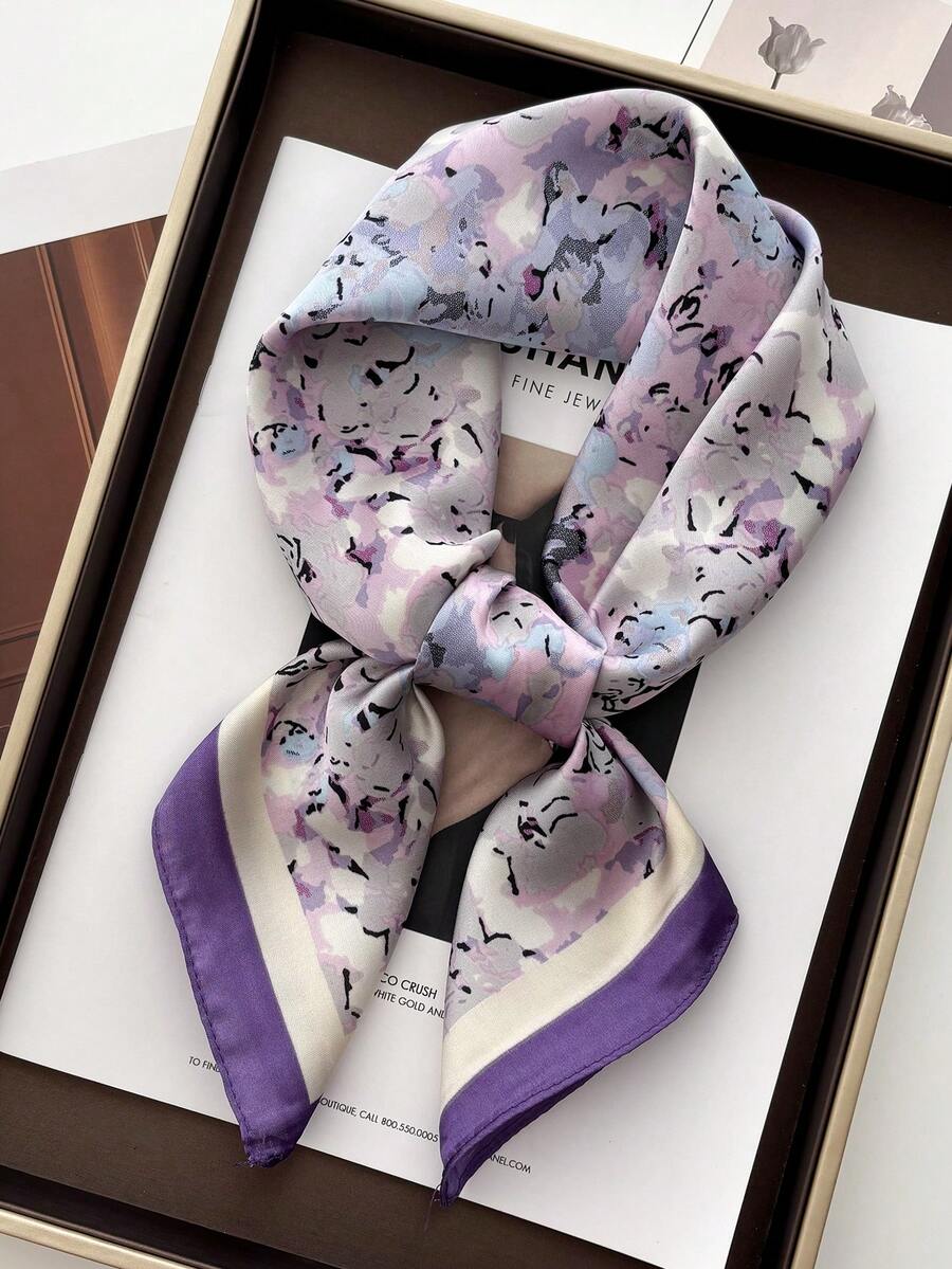 1pc Fashion New Style Small Square Scarf For Women, Decorative Neckerchief, Professional Neck Wrap, Shawl For Dress - Multicolor - View 1