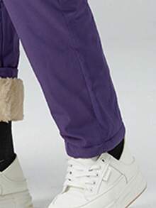 女士保暖防水防风滑雪裤，户外雪裤，冬季保暖徒步裤紧身裤 - 紫色 - 查看 4