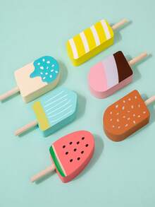 Kids Wooden Kitchen Toy, Realistic Food, Afternoon Tea, Desserts, Cake, Ice Cream - Multicolor - View 12