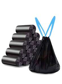 100pcs/Roll 4 Gallon Kitchen Trash Bags, Suitable For Kitchen, Bathroom, Bedroom, Home And Office (Black) - Black - View 5