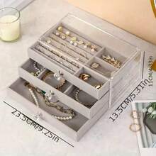 1 hộp đựng trang sức bằng acrylic trong suốt, hộp đựng trang sức 3 tầng dạng ngăn kéo, trang sức, khuyên tai, nhẫn, dây chuyền, vòng tay, mặt dây chuyền, hộp đựng trưng bày - Nhiều màu - Xem 5