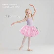 1 件女童芭蕾舞裙，3-6 岁，3/4 层网眼薄纱裙，雪花印花，公主裙，适合复活节、圣诞节、派对、生日、芭蕾舞、创意礼物 - 彩色 - 查看 12