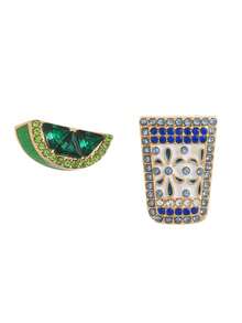 2 piezas Pendientes de cóctel, hamburguesa, amanecer de tequila, patatas fritas de moda exquisita y personalizada, chapado en oro de 18K, antioxidante, adecuado para uso diario casual, joyería para mujer - Multicolor - Ver 10