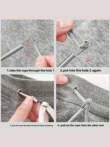 Effortless Threading Tool, Suitable For Various Needle And Thread Activities, Family Sewing Tool, Cord Garter, Flexible Threading Tool, Multi-Purpose Elastic Band Waist, Cord Webbing Auxiliary Device Spring Eye Threading Device - Silver - View 6
