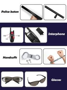 11pcs Christmas Toy Set, Including Badge, Badge, Handcuffs And Toy Gun, Suitable For Children Role Play, Classroom Entertainment - Multicolor - View 2