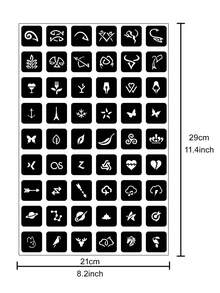 630 件 16 件临时纹身模板可重复使用贴纸闪光纹身模板半永久纹身脸部彩绘人体艺术模板成人音乐节 - 黑與白 - 查看 3