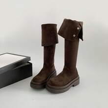 Women Over-The-Knee Boots - Khaki (thin Fleece) - View 8