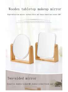Espejo de maquillaje con base de bambú natural, aumento de 1x/3x, espejo de aumento giratorio de doble cara a 360 grados, decoración de tocador, oficina, habitación, regalo de belleza, maquillaje, barato, decoración de habitación, tocador, viaje, dormitorio, accesorios de maquillaje, espejo, espejo de tocador, mini espejo, espejo compacto, espejo pequeño, espejo de mano