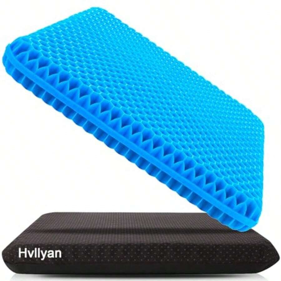 Gel Seat Cushion For Long Sitting (Thick & Extra Large), Gel Cushion For Wheelchair Soft, Gel Chair Cushion Comfy, Gel Car Seat Cushion Breathable, Gel Seat Cushion For Office Chair For Hip Pain - 藍色 - 查看 1